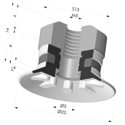 Ventosa plana Série 90 Ø 22 mm