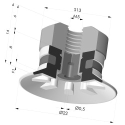 Ventosa plana Série 90 Ø 22 mm