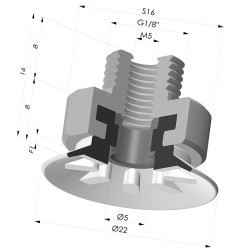 Ventosa plana Série 90 Ø 22 mm
