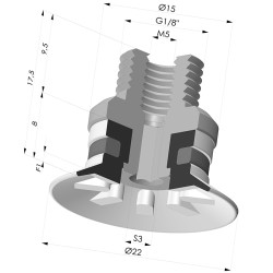 Ventosa plana Série 90 Ø 22 mm