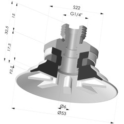 Ventosa plana Série 90 Ø 53 mm