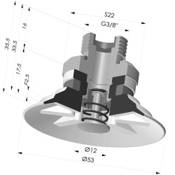 Ventosa plana Série 90 Ø 53 mm