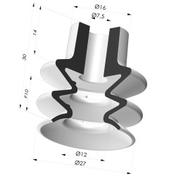 Ventosa 2.5 Fole Série 8 Ø 27MM