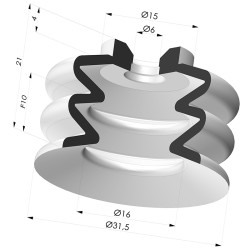 Ventosa 2.5 Fole Série 8 Ø 31,5 mm