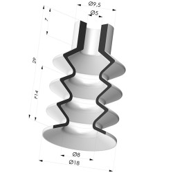 Ventouse 3.5 Soufflets Série 8 Ø 18MM