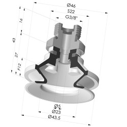 Ventosa 1.5 Fole Série 91 Ø 40MM