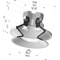 Ventosa 1.5 Fole Série 91 Ø 50MM