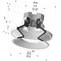 Ventosa 1.5 Fole Série 91 Ø 50MM