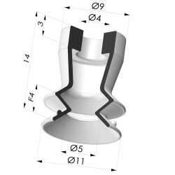 Ventosa 1.5 Fole Série 97B Ø 11MM