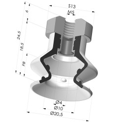 Ventosa 1.5 Fole Série 97B Ø 20,4 mm