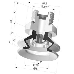 Ventosa 1.5 Fole Série 97B Ø 31MM