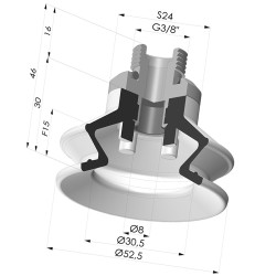 Ventosa 1.5 Fole Série 97C Ø 52,5 mm
