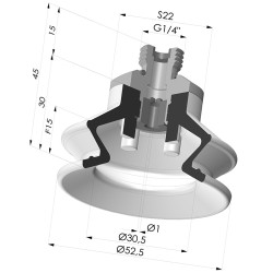Ventosa 1.5 Fole Série 97C Ø 52,5 mm