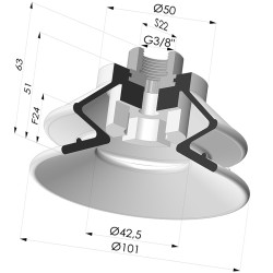 Ventosa 1.5 Fole Série 97C Ø 100MM