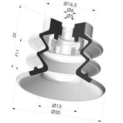 Ventosa 2.5 Fole Série 96B Ø 30MM