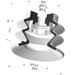 Ventosa 2.5 Fole Série 96B Ø 35 mm