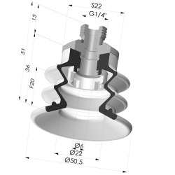 Ventosa 2.5 Fole Série 96B Ø 50MM