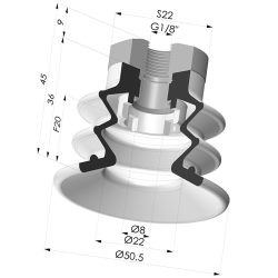Ventosa 2.5 Fole Série 96B Ø 50MM