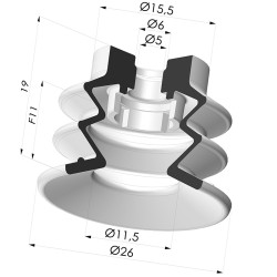 Ventosa 2.5 Fole Série 96C Ø 25MM