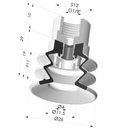 Ventosa 2.5 Fole Série 96C Ø 25MM