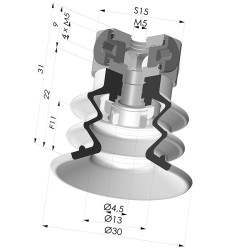 Ventouse 2.5 Soufflets Série 96C Ø 30MM