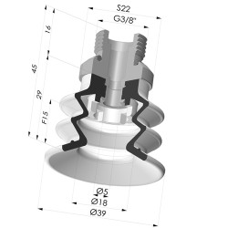 Ventouse 2.5 Soufflets Série 96C Ø 40MM