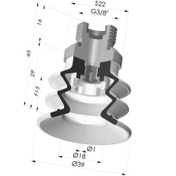 Ventouse 2.5 Soufflets Série 96C Ø 40MM
