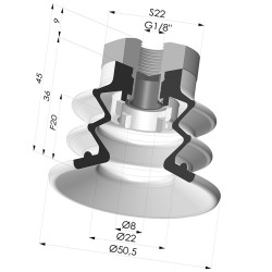 Ventouse 2.5 Soufflets Série 96C Ø 50MM