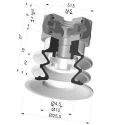 Ventosa 2.5 Fole Série 96 Ø 25MM