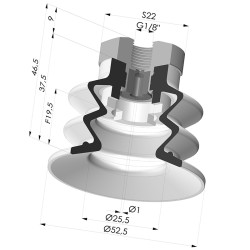 Ventosa 2.5 Fole Série 96 Ø 52MM