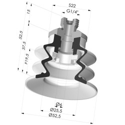 Ventosa 2.5 Fole Série 96 Ø 52MM