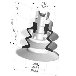 Ventosa 2.5 Fole Série 96 Ø 52MM