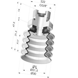 Ventouse 4.5 Soufflets Série 92 Ø 30MM