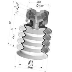 Ventosa 4.5 Fole Série 92 Ø 50MM