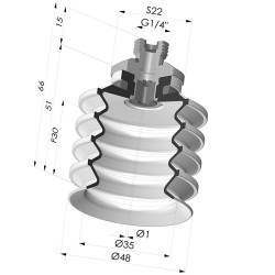 Ventosa 4.5 Fole Série 92 Ø 50MM