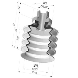 Ventosa 4.5 Fole Série 92 Ø 50MM