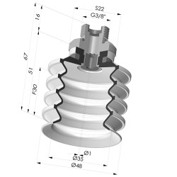 Ventosa 4.5 Fole Série 92 Ø 50MM