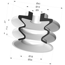 Ventosa 2.5 fole Série 370s Ø35MM