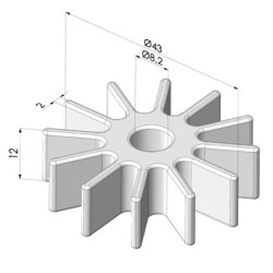 Roda da série RD de 12 dentes Ø 43 mm
