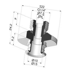 Inserto macho removível de 1/4G