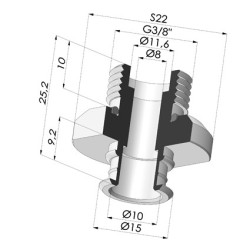 Inserto macho removível de 3/8G