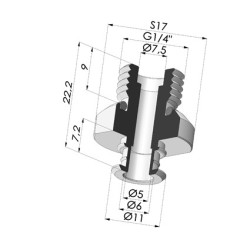 Inserto macho removível de 1/4G