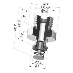 Inserto macho removível 1/4G - com sensor