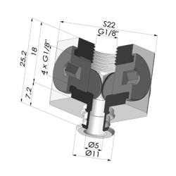 Conector fêmea removível de 1/8G - com 5 saídas