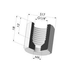 Adaptador - Fêmea G1/4" - Fêmea M6