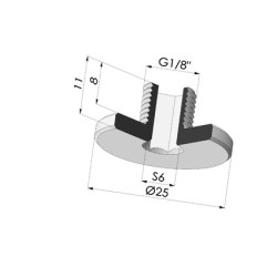 Parafuso 1/8G - diâmetro da cabeça 25mm - comprimento 11mm