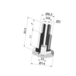 Parafuso M6 - diâmetro da cabeça de 14 mm - comprimento de 20,5 mm