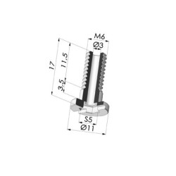 Parafuso M6 - diâmetro da cabeça de 11 mm - comprimento de 17 mm