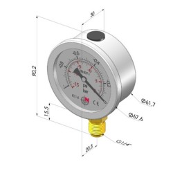 Vacuomètre à bain de glycérine série VA - Ø 63 mm