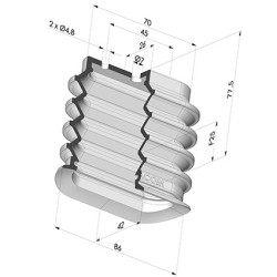 Ventosa oblonga 4.5 Série 4BO 86x42mm